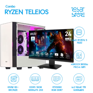 Combo Teleios - R5 7600 + RTX5060 + 24" 144Hz