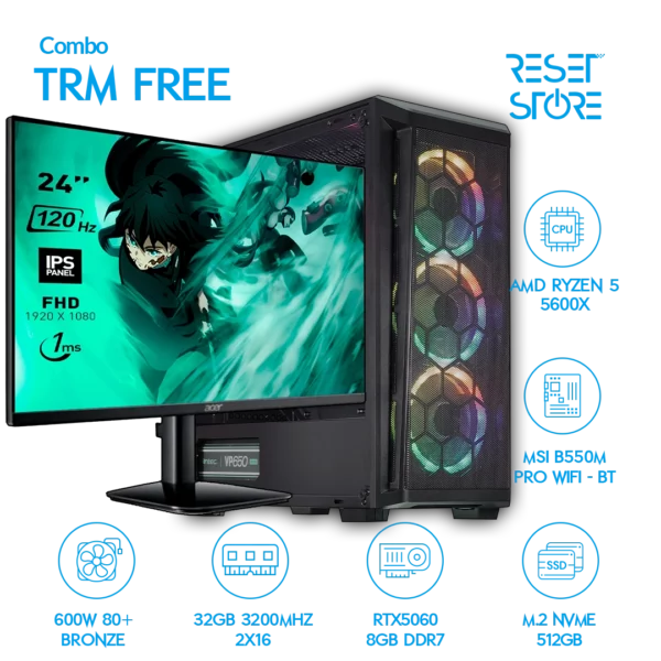 Combo TRM Free - 5600x + RTX5060 + 24" 120Hz