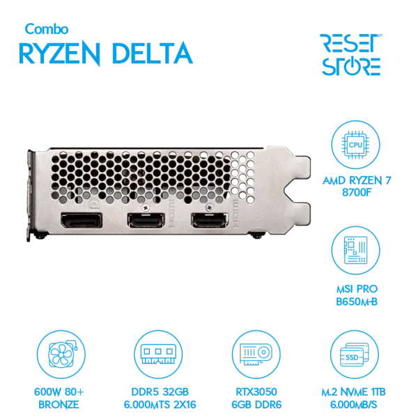 Combo Ryzen Delta R7 8700F + RTX3050 + Led 27″ - Imagen 2